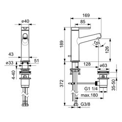 Hansa Designo Style Einhebel-Waschtischbatterie, Ausladung 128mm, DN 15, Zugstangen-Abl... HANSA-51832283 4057304006449 (Abb. 1)