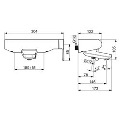 Hansa Designo Einhebelmischer Wannenfüll- und Brausebatterie Style 5185 Ausladung 146mm... HANSA-51852183 4057304006722 (Abb. 1)