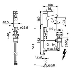 Hansa Designo Einhebelmischer Waschtischbatterie, Niederdruck Style 5191 Zugstangenabla... HANSA-51911183 4057304007545 (Abb. 1)