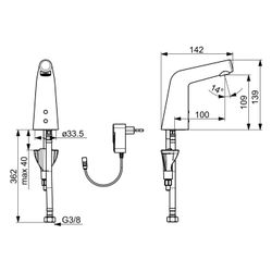 Hansa Designo Style Waschtischbatterie, 230/9V, Ausladung 100mm, DN 15, Chrom, 51932211... HANSA-51932211 4057304006579 (Abb. 1)