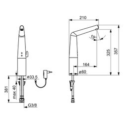 Hansa Designo Style Waschtischbatterie, 230/9V, Ausladung 164mm, DN 15, Chrom, 51942211... HANSA-51942211 4057304006623 (Abb. 1)