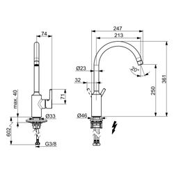 Hansa Vantis Einhebel-Küchenarmatur Standmontage, Niederdruck, Chrom, 52211167... HANSA-52211167 4057304019845 (Abb. 1)