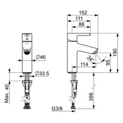Hansa Vantis Eco Einhebel-Waschtischbatterie, Ausladung 114mm, Chrom, 523722670005... HANSA-523722670005 4057304019951 (Abb. 1)