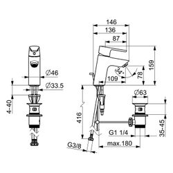 Hansa Vantis Einhebel-Waschtischbatterie, Ablaufgarnitur mit Zugstange, Ausladung 109mm... HANSA-52402263 4057304017124 (Abb. 1)