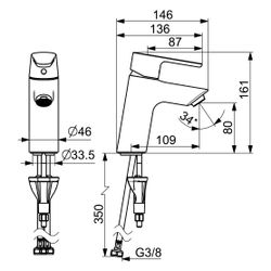 Hansa Vantis Einhebel-Waschtischbatterie, Ausladung 109mm, Chrom... HANSA-52422263 4057304017117 (Abb. 1)