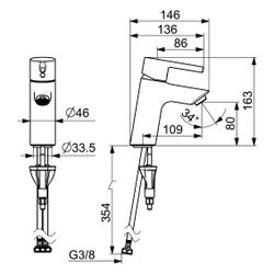 Hansa Vantis Einhebel-Waschtischbatterie, Ausladung 109mm, Pinhebel, Chrom... HANSA-52422267 4057304017155 (Abb. 1)
