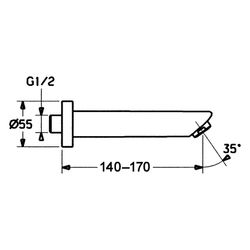 Hansa Auslauf, Länge 170mm, Ausladung 170mm, DN 15, Chrom, 52502100... HANSA-52502100 4015474068445 (Abb. 1)