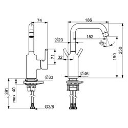 Hansa Vantis Einhebel-Waschtischbatterie, Ausladung 152mm, Chrom... HANSA-52552267 4057304017216 (Abb. 1)