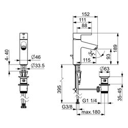 Hansa Vantis XL Einhebel-Waschtischbatterie, Ausladung 114mm, Ablaufgarnitur mit Zugsta... HANSA-52562267 4057304017186 (Abb. 1)