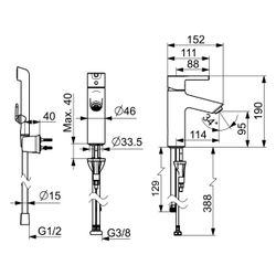 Hansa Vantis XL Einhebel-Waschtischbatterie, Ausladung 114mm, Chrom, 52682267... HANSA-52682267 4057304017247 (Abb. 1)