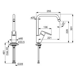 Hansa Polo Eco Einhebel-Küchenarmatur, Ausladung 221mm, DN 15, 3,4l/min, Chrom, 52... HANSA-5270220300046 4057304018411 (Abb. 1)
