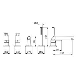 Hansa Designo Style Einhebel-Fertigmontageset für Wanne/Brause, Rosette rund, 3-strahli... HANSA-53122063 4057304007019 (Abb. 1)