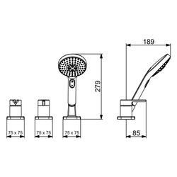 Hansa Designo Einhebelmischer Fertigmontageset für Wanne/Brause Style 5325 Rosette soft... HANSA-53259083 4057304007002 (Abb. 1)