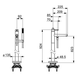 Hansa Designo Style Einhebel-Badebatterie mit Standrohr, Ausladung 209mm, 3-strahlig, D... HANSA-53272083 4057304006982 (Abb. 1)