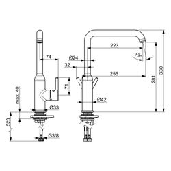 Hansa Vantis Style Einhebel-Küchenarmatur, Standmontage, 255mm Ausladung, Bronze gebü... HANSA-5420220781 4057304022135 (Abb. 1)