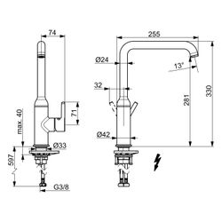 Hansa Vantis Style Einhebel-Küchenarmatur, Standmontage, Niederdruck, Matt-Schwarz, 5... HANSA-5422110733 4057304019876 (Abb. 1)
