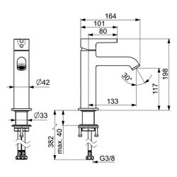 Hansa Vantis Style Einhebel-Waschtischarmatur, Standmontage, Kaltstart, Matt-Schwa... HANSA-5437220733006 4057304020414 (Abb. 1)