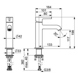 Hansa Vantis Style Einhebel-Waschtischarmatur, Standmontage, 6l/min, Matt-Schwarz, 54... HANSA-5437220733 4057304020063 (Abb. 1)