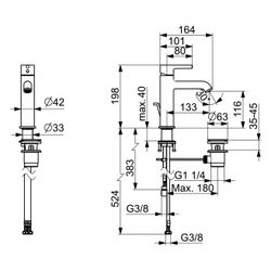 Hansa Vantis Style Einhebel-Waschtischbatterie, Niederdruck, Ablaufgarnitur mit Zugstan... HANSA-54381107 4057304017445 (Abb. 1)