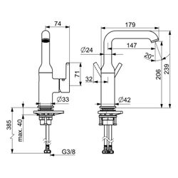 Hansa Vantis Style Einhebel-Waschtischbatterie, Ausladung 147mm, Chrom... HANSA-54552207 4057304017452 (Abb. 1)