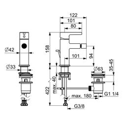 Hansa Vantis Einhebelmischer Bidetbatterie Style 5463 Ablaufgarnitur mit Zugstange Ausl... HANSA-54632207 4057304017506 (Abb. 1)