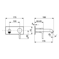 Hansa Vantis Style Einhebel-Waschtischarmatur, Wandmontage, FMS, Rosette eckig, Ausla... HANSA-5480213781 4057304022401 (Abb. 1)