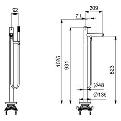 Hansa Vantis Style Einhebel-Wannenarmatur, bodenstehend, 209mm Ausladung, Matt-Schwar... HANSA-5483200733 4057304024993 (Abb. 1)