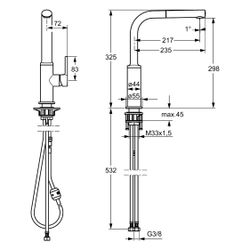 Hansa Ronda Einhebel-Küchenarmatur, Ausladung 217mm, DN 15, Chrom, 54912273... HANSA-54912273 4015474263086 (Abb. 1)