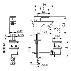 Hansa Basic Einhebelmischer Waschtischbatterie, Ablaufgarnitur mit Zugstange, Ausladung... HANSA-55402203 4057304018985 (Abb. 1)