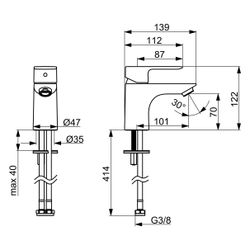 Hansa Basic Einhebelmischer Waschtischbatterie, Ausladung 101mm, DN 15, Chrom, 55422203... HANSA-55422203 4057304018978 (Abb. 1)