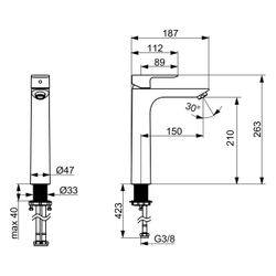 Hansa Basic Einhebelmischer Waschtischarmaturen hoch, Ausladung 150mm, DN 15, Chrom, 55... HANSA-55472203 4057304019043 (Abb. 1)