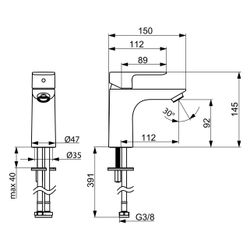 Hansa Basic Einhebel-Waschtischarmatur, Standmontage, mit Cold Start, 112mm Auslad... HANSA-5552220300006 4057304022586 (Abb. 1)