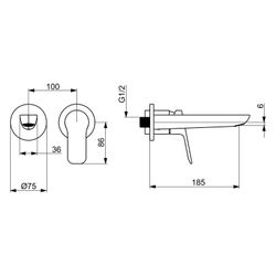 Hansa Basic Einhebelmischer Fertigset für Waschtisch-Batterie 5560 Ausladung 185mm Chro... HANSA-55602103 4057304019036 (Abb. 1)