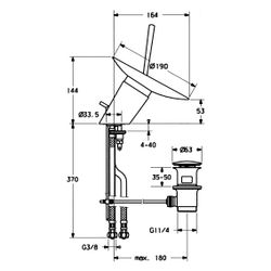 Hansa Murano Einhebelmischer Waschtischbatterie 5609 Zugstangenablaufgarnitur Ausladu... HANSA-5609210178 4015474064973 (Abb. 1)
