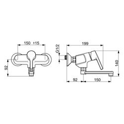 Hansa Paleno Einhebel-Waschtisch- und Küchenarmatur, Ausladung 242mm, DN 15, Chrom, 563... HANSA-56382203 4057304012051 (Abb. 1)