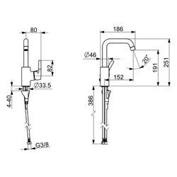 Hansa Paleno Einhebel-Waschtischarmatur, Standmontage, DN 15, Ausladung 152mm, ohne Abl... HANSA-56432203 4057304012037 (Abb. 1)