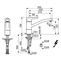 Hansa Paleno Einhebel-Küchenarmatur, Standmontage, Niederdruck, 215mm, Chrom, 56481103... HANSA-56481103 4057304012389 (Abb. 1)