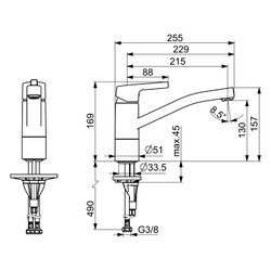 Hansa Paleno Einhebel-Küchenarmatur, Ausladung 216mm, DN 15, Chrom... HANSA-56532203 4057304012297 (Abb. 1)