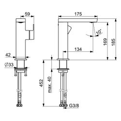 Hansa Stela Einhebel-Waschtischbatterie, Ausladung 175mm, Chrom, 57142273... HANSA-57142273 4057304015229 (Abb. 1)