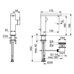 Hansa Stela Eco Einhebel-Waschtischbatterie, Ablaufgarnitur mit Zugstange Ausladung... HANSA-571522730005 4057304018275 (Abb. 1)