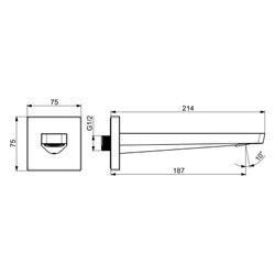Hansa Stela Einhebel-Auslauf, Ausladung 214mm, Rosette eckig, Chrom, 57240000... HANSA-57240000 4057304015359 (Abb. 1)