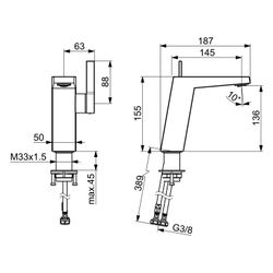 Hansa Loft Einhebelmischer Waschtischbatterie 5752 Ausladung 146mm DN15 Chrom... HANSA-57522203 4015474263529 (Abb. 1)