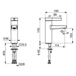 Hansa Loft Einhebelmischer Waschtischbatterie 5753 Ausladung 114mm DN15 Chrom... HANSA-57532203 4015474263284 (Abb. 1)