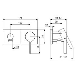 Hansa Loft Einhebelmischer Fertigmontageset für Brausebatterie 5763 Rosette eckig 4.0 P... HANSA-57639583 4057304014857 (Abb. 1)