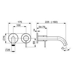 Hansa Public Waschtisch-Einhebelmischer Fertigmontageset, Wandmontage, Ausladung 160-22... HANSA-57942131 4057304022456 (Abb. 1)