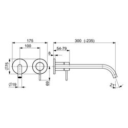 Hansa Public Waschtisch-Einhebelmischer Fertigmontageset, Wandmontage, Ausladung 235-... HANSA-5795213180 4057304022487 (Abb. 1)