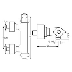 Hansa Medipro Brausebatterie, DN 15, Chrom, 58080201... HANSA-58080201 4015474267459 (Abb. 1)