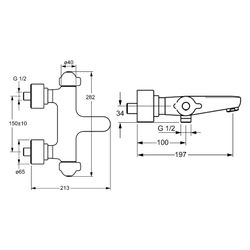 Hansa Medipro Wannenfüll- und Brausebatterie, Ausladung 197mm, DN 15, Chrom, 58101201... HANSA-58101201 4015474267466 (Abb. 1)