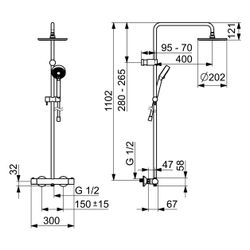 Hansa Unita Eco Regenbrause-Duscharmatur 5814 3-strahlig Ausladung 470-495mm Chrom Kopf... HANSA-58149203 4057304016073 (Abb. 1)