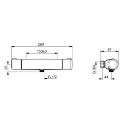 Hansa Micra Brausearmatur, Fertigmontageset, Wandmontage, Thermostat, Thermo Cool, Chro... HANSA-58150071 4057304003455 (Abb. 1)